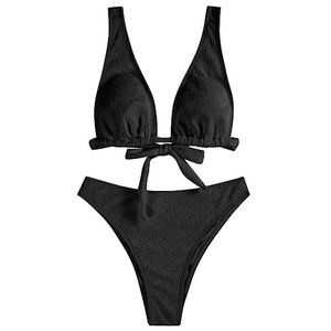 Black Textured Bikini